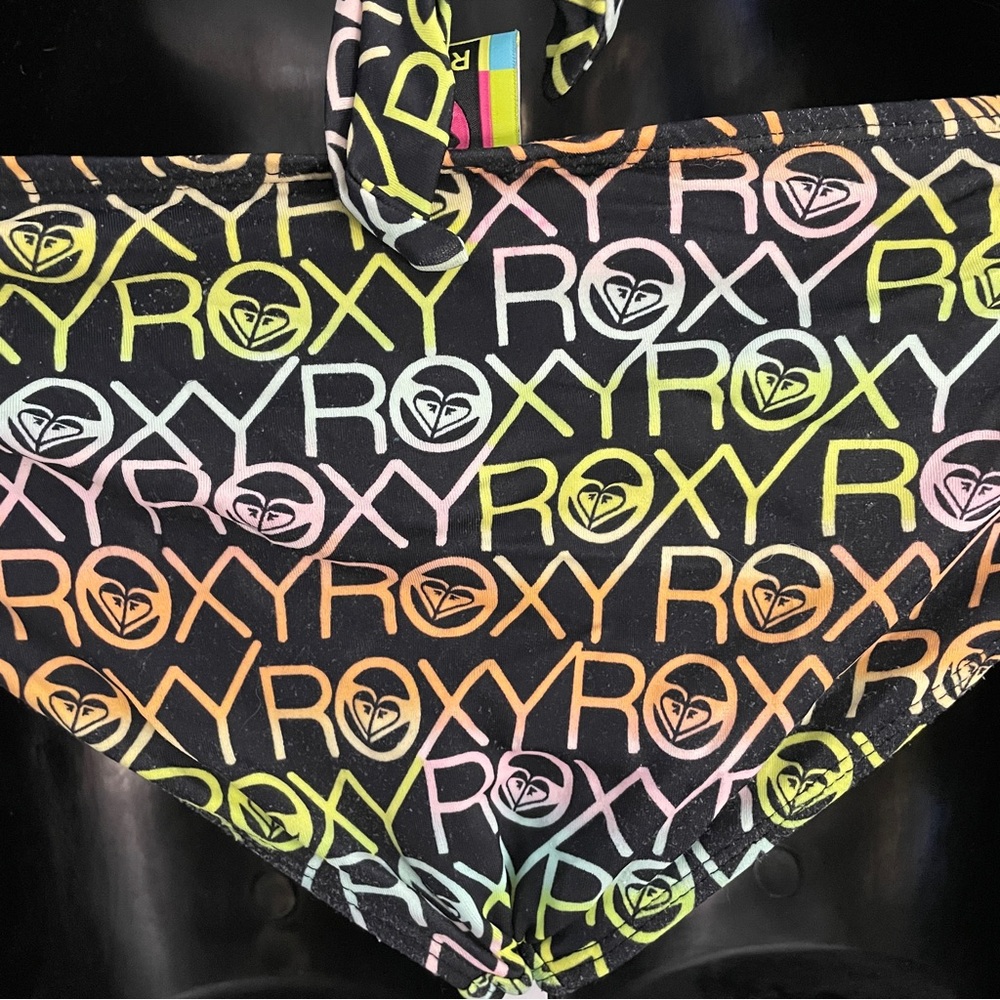 ROXY Logo 2-piece halter swimsuit bikini Multicolor Womens Small S - Picture 4 of 6